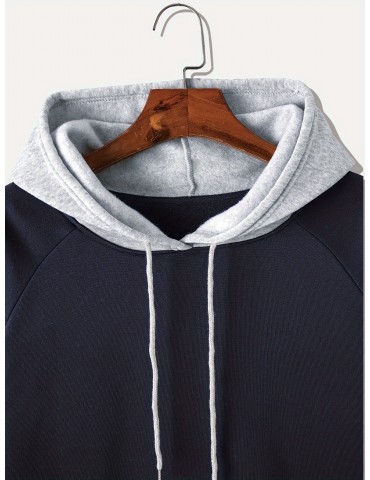 Men's Plus Size Color Block Hoodie: Comfy Long Sleeve Sweatshirt With HUMBLE Print & Pocket