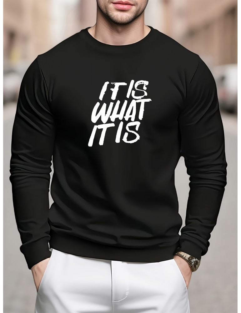 What it is, a simple lettering printed men's new round-necked hoodie, a loose-fitting fashion trend, and casual sporty boy All Over The Top