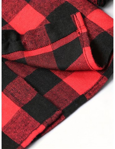 Plus Size Men's Casual Long Sleeve Button Down Shirt Fashion Classic Buffalo Plaid Flannel Top