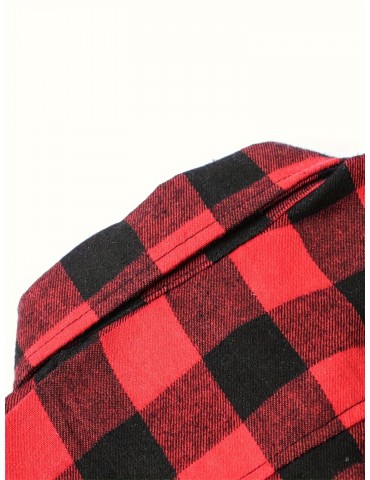 Plus Size Men's Casual Long Sleeve Button Down Shirt Fashion Classic Buffalo Plaid Flannel Top