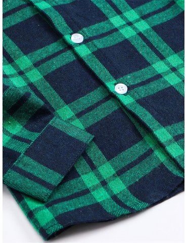 Plus Size Men's Casual Long Sleeve Button Down Shirt Fashion Classic Buffalo Plaid Flannel Top