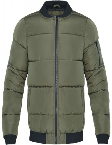 Men's Olive Green Winter Bomber Jacket - Luxurious Warmth and Rugged Style | Advanced Thermal Insulation, Wind & Water-Resistant, Multi-Functional Pockets for Enhanced Practicality