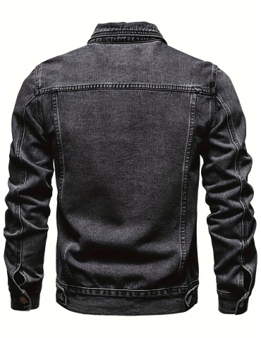 Stylish Men's Denim Jacket - Button Up Streetwear for Casual Comfort