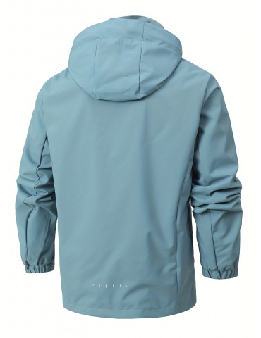 Versatile Men's Hooded Windbreaker: Warm, Easy-Care, Casual Fall/Winter Jacket – Perfect for Outdoor Activities