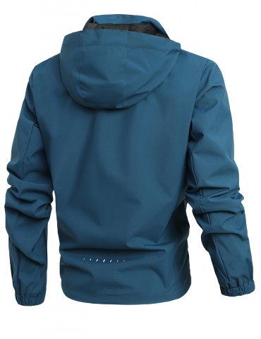 Versatile Men's Hooded Windbreaker: Warm, Easy-Care, Casual Fall/Winter Jacket – Perfect for Outdoor Activities