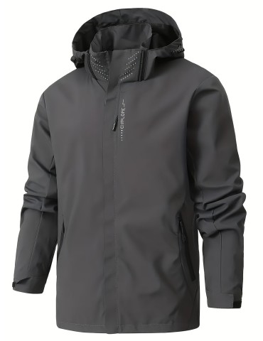 Versatile Men's Hooded Windbreaker: Warm, Easy-Care, Casual Fall/Winter Jacket – Perfect for Outdoor Activities