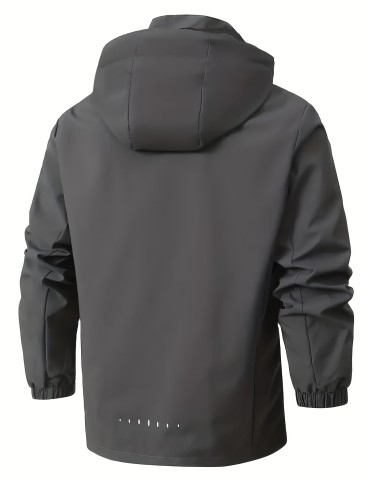 Versatile Men's Hooded Windbreaker: Warm, Easy-Care, Casual Fall/Winter Jacket – Perfect for Outdoor Activities