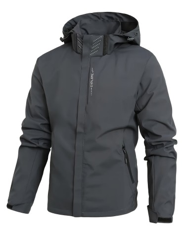 Versatile Men's Hooded Windbreaker: Warm, Easy-Care, Casual Fall/Winter Jacket – Perfect for Outdoor Activities