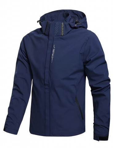 Versatile Men's Hooded Windbreaker: Warm, Easy-Care, Casual Fall/Winter Jacket – Perfect for Outdoor Activities