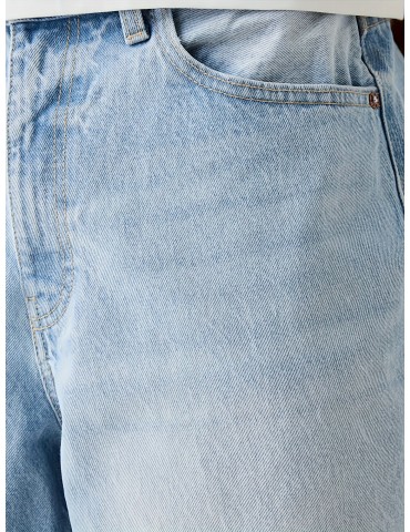 1pc Men'S Casual Cotton Blend Faux Denim Shorts, Solid Color, Slight Stretch, Woven, Regular Fit with Pockets, Zipper and Button Closure - Summer Streetwear