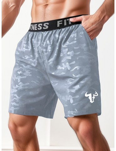 Men's Bull Print Casual Shorts - Breathable Polyester, Machine Washable, Non-Stretch Fabric for Basketball & Outdoor Activities