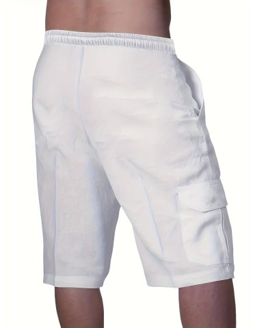 Men's Casual Active Shorts, Chic Simple Solid Color Beach Shorts For Summer