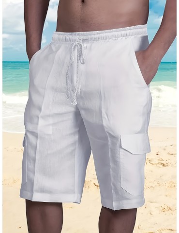 Men's Casual Active Shorts, Chic Simple Solid Color Beach Shorts For Summer