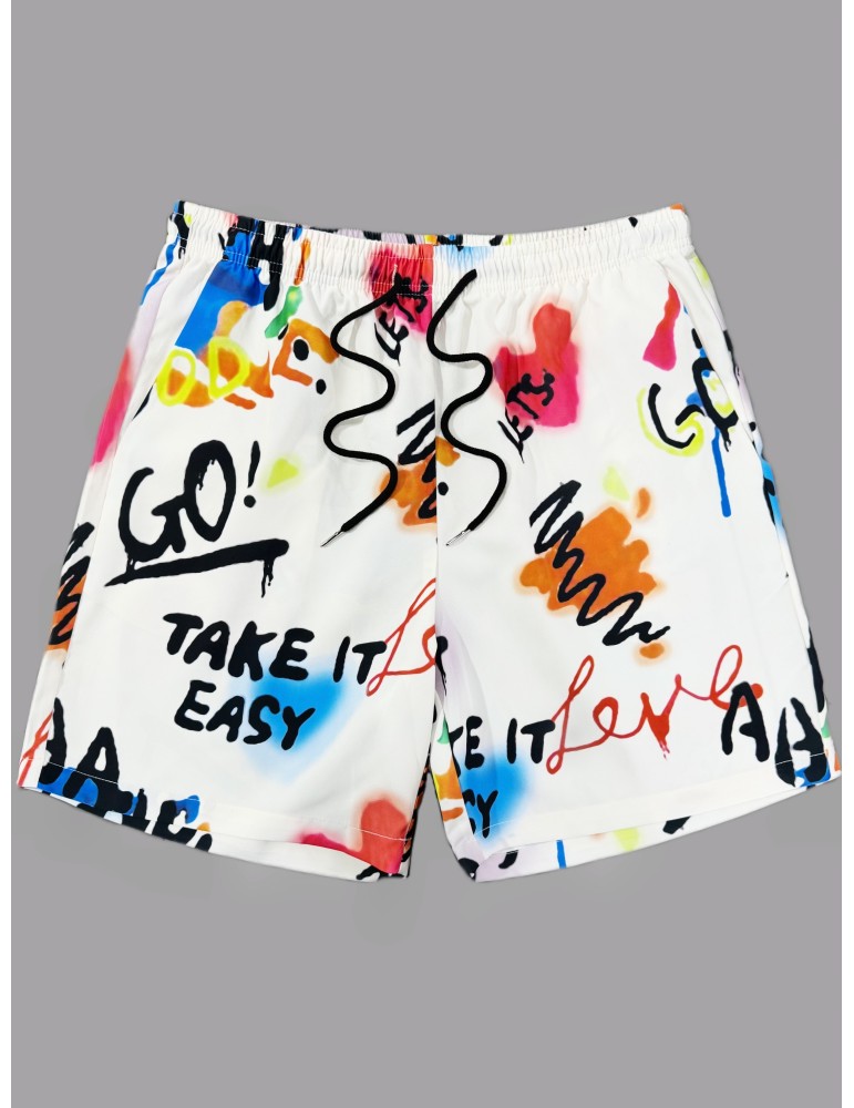 Men's Summer Fashion Printed Shorts - Casual, Drawstring Waist, Polyester, Non-Stretch Fabric, Machine Washable