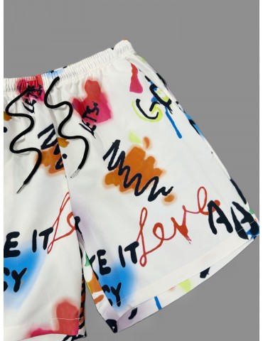 Men's Summer Fashion Printed Shorts - Casual, Drawstring Waist, Polyester, Non-Stretch Fabric, Machine Washable