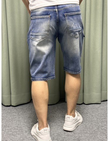 Men's Fashion Denim Shorts, Classic Fit, Knee Length, Zippered Pockets, Casual Summer Jeans, E911818-MW-E5 Style