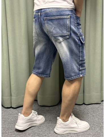 Men's Fashion Denim Shorts, Classic Fit, Knee Length, Zippered Pockets, Casual Summer Jeans, E911818-MW-E5 Style