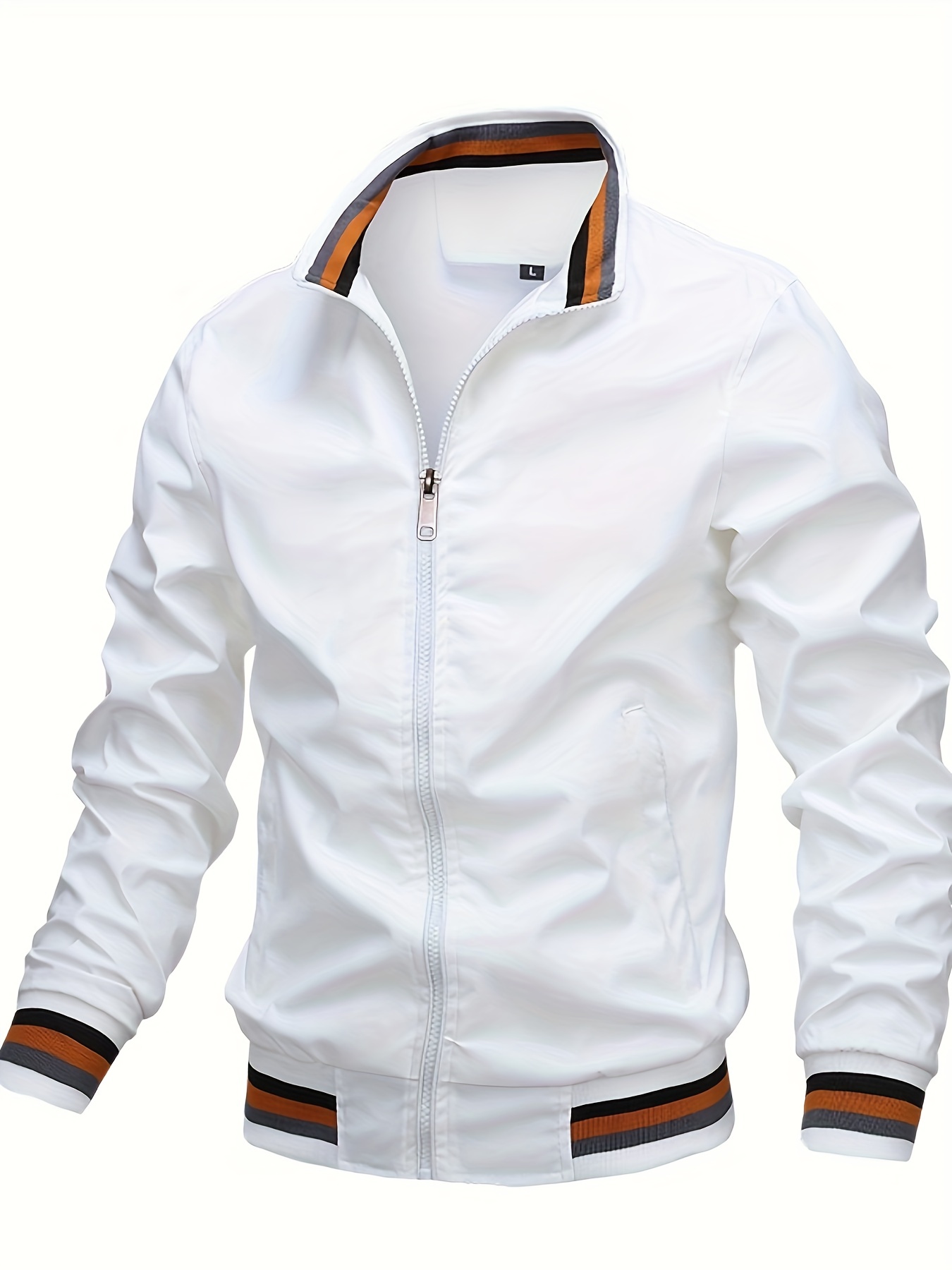 mens casual stand collar jacket coat regular   hipster windbreaker for spring autumn details 3