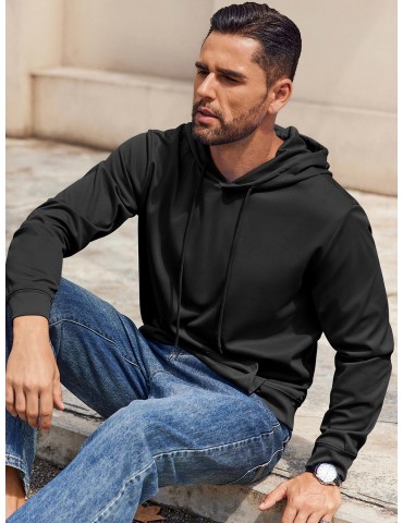 Men's Hoodie Long Sleeve Hooded Pullover Casual Fashion Sweatshirts Drawstring Gym Hooded with Kanga Pocket