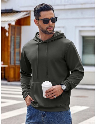 Men's Hoodie Long Sleeve Hooded Pullover Casual Fashion Sweatshirts Drawstring Gym Hooded with Kanga Pocket