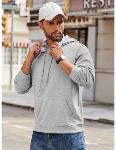 Men's Hoodie Long Sleeve Hooded Pullover Casual Fashion Sweatshirts Drawstring Gym Hooded with Kanga Pocket