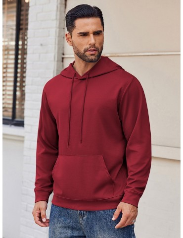 Men's Hoodie Long Sleeve Hooded Pullover Casual Fashion Sweatshirts Drawstring Gym Hooded with Kanga Pocket