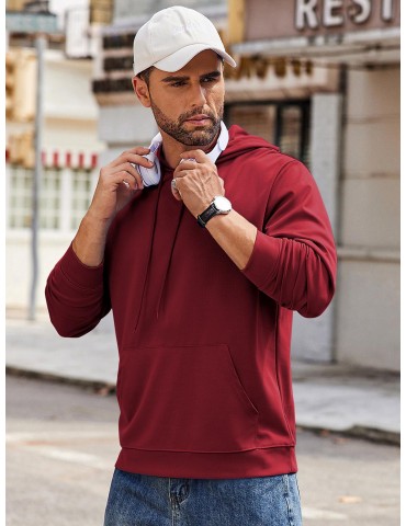 Men's Hoodie Long Sleeve Hooded Pullover Casual Fashion Sweatshirts Drawstring Gym Hooded with Kanga Pocket