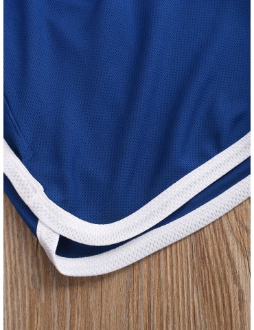 Men's Athletic Shorts - Color Block, Drawstring Waist, Quick-Dry Polyester for Running & Sports