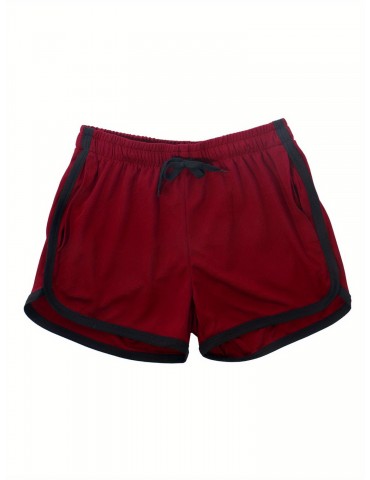 Men's Athletic Shorts - Color Block, Drawstring Waist, Quick-Dry Polyester for Running & Sports