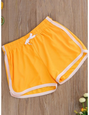 Men's Athletic Shorts - Color Block, Drawstring Waist, Quick-Dry Polyester for Running & Sports