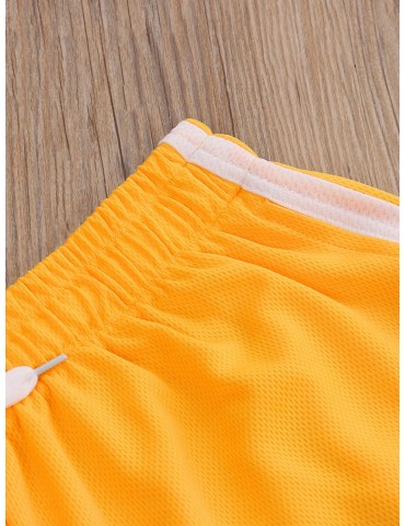 Men's Athletic Shorts - Color Block, Drawstring Waist, Quick-Dry Polyester for Running & Sports