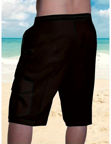 Men's Casual Active Shorts, Chic Simple Solid Color Beach Shorts For Summer